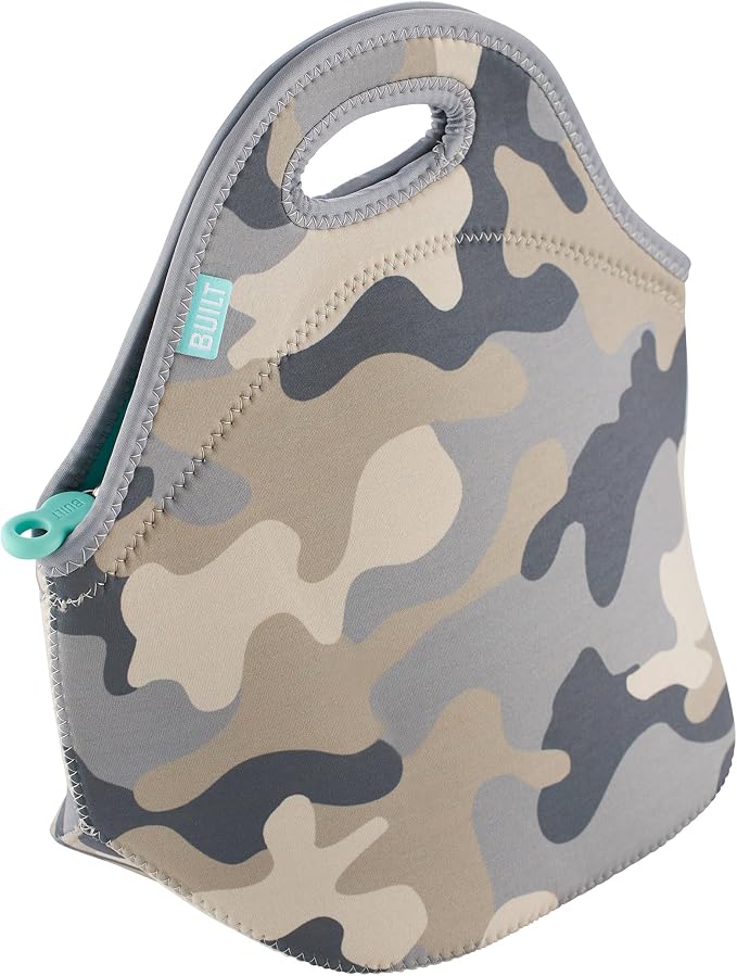 Built Gourmet Getaway Neoprene Lunch Bag - Grey Camo | Insulated Neoprene Lunch Tote with Zipper, BPA-Free, Water & Stain Resistant, Machine Washable for Work, School & Travel - Image 5