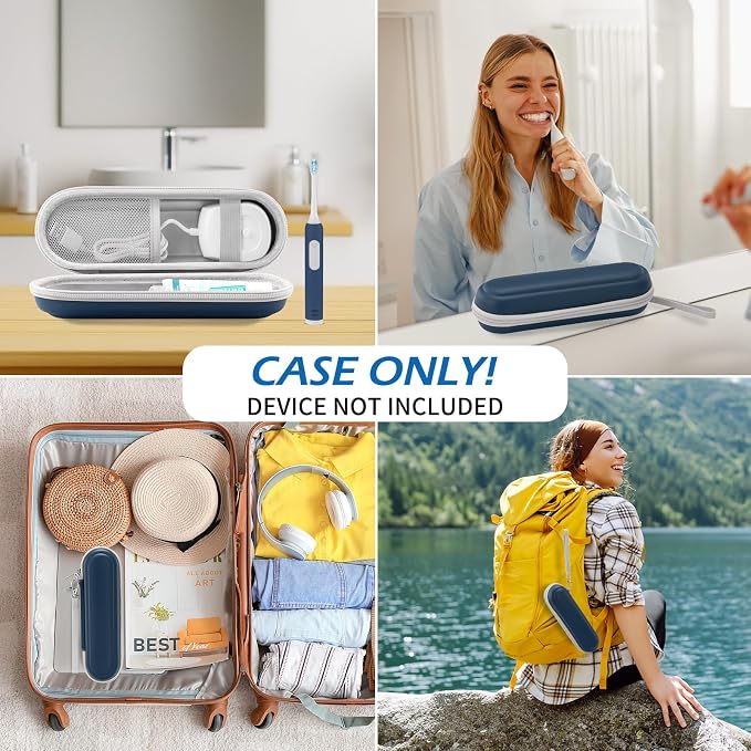 Toothbrush Travel Case for Oral B/Oral-B Pro 1000 1500 5000 7000 & Philips Sonicare 4100 1100 5300 5100 6100/iO Electric Toothbrush, Hard Protective Storage Bag (Deep blue) - Image 5