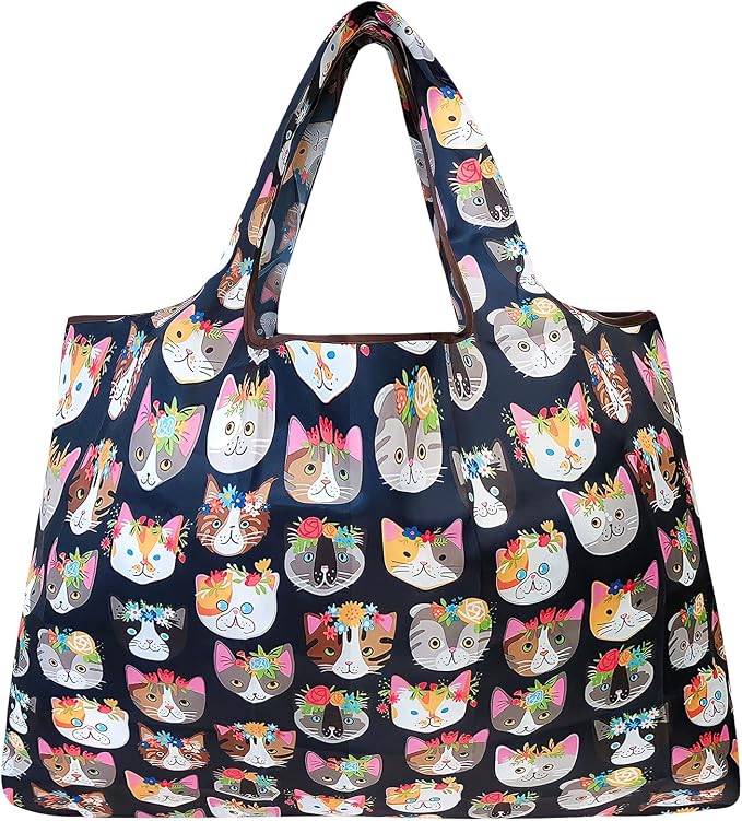 allydrew Large Foldable Tote Nylon Reusable Grocery Bags - Image 3