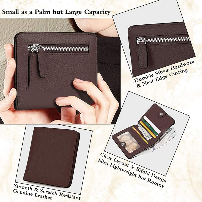 Small Leather Wallet for Women, Ladies Credit Card Holder RFID Blocking Women's Mini Bifold Pocket Purse - Image 3