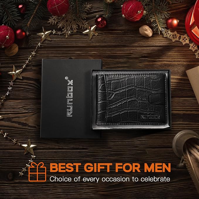 RUNBOX Slim Wallet for Men Genuine Leather RFID Blocking Bifold Minimalist Front Pocket Mens Wallet with Money Clip Thin Gift Box - Image 6