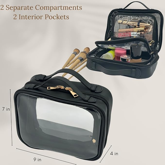 JAZD Clear Makeup Bag Toiletry Bag for Women Cosmetic Case Large Capacity Travel Make Up Bag Organizer Transparent Storage Compartment TSA Approved - Image 3