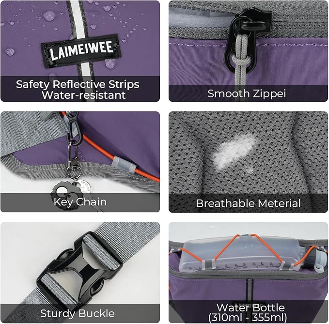 Fanny Pack for Women Men, Water-Resistant Travel Waist Pack with RFID Blocking, Wide Opening Crossbody Belt Bag for Phone, Passport, Small Hip Pack for Running, Hiking, Workout（Purple） - Image 5