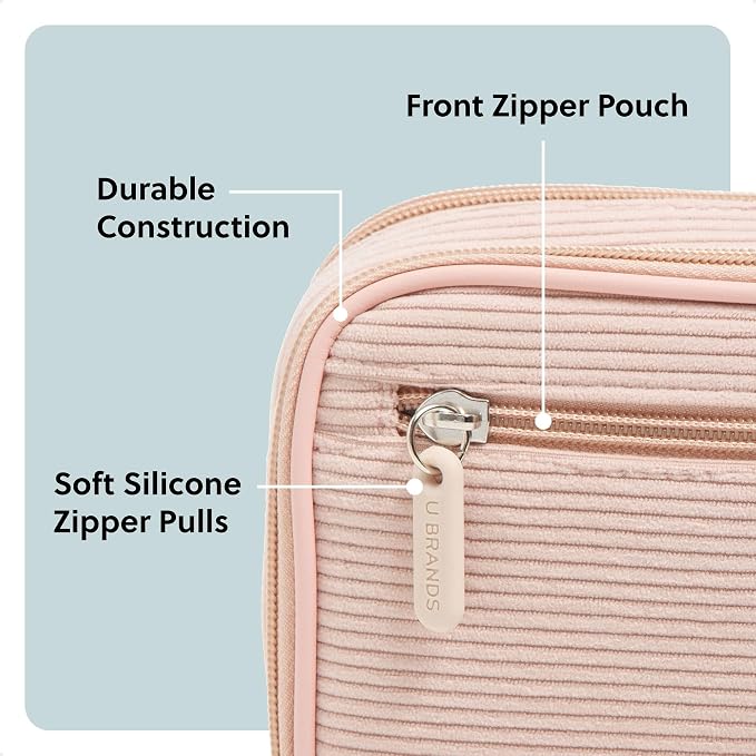 U Brands Electronics Organizer Travel Case, Cord Storage, 8" x 5.25", Pink - Image 4