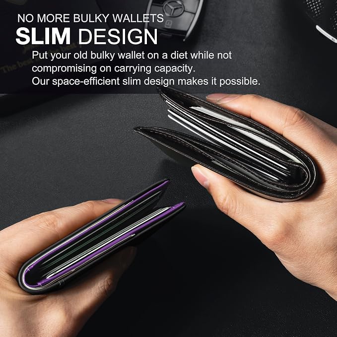 GSOIAX Slim Wallet for Men Rfid Blocking Leather Bifold Front Pocket Carbon Fiber Men's Money Clips Credit Card Holder With Gift Box - Image 2