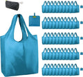 BeeGreen Light Blue Reusable Grocery Bags Wholesale Blue Reusable Kitchen Bags Bulk Foldable-Machine Washable with Zipper Storage Pouch 50 Packs by BeeGreen