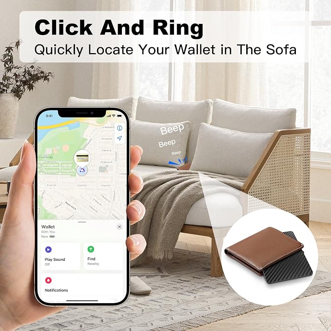 Wallet Tracker Card for Apple Find My (iOS Only), Ultra-Thin Bluetooth Tracker Smart Card Wallet Finder, IP68 Waterproof Slim Item Locator for Wallets, Keys, Passport & Luggage Tags (Jet Black) - Image 3