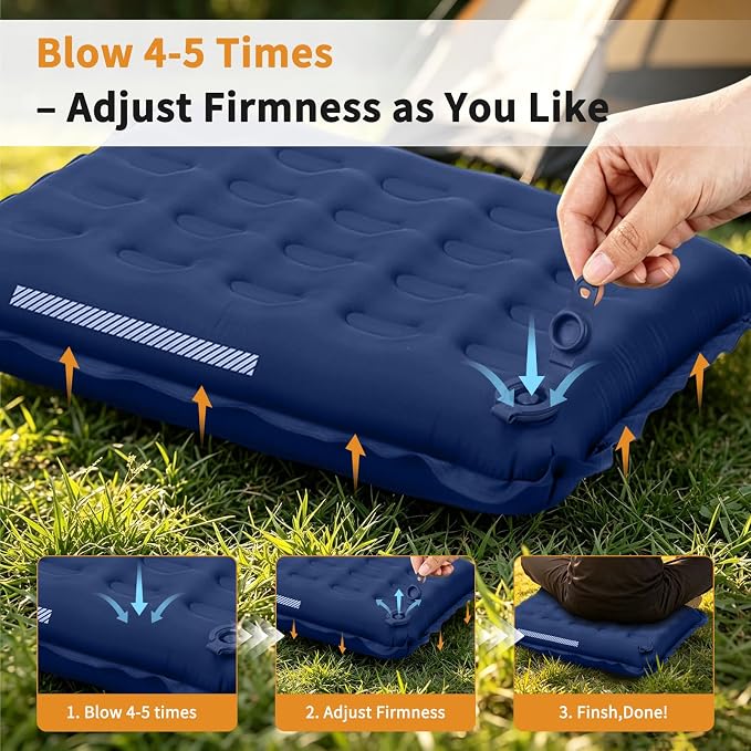 Inflatable Seat Cushion with Adjustable Firmness (Dark Blue) | adjustable firmness, lightweight, waterproof, non-slip. For stadium, office, camping, car & long flights - Image 4