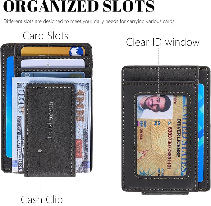 Toughergun Slim Wallet for Men RFID Blocking Money Clip, Minimalist Front Pocket Credit Card Holder, Magnetic Thin Mens Wallets with ID Window - Image 4