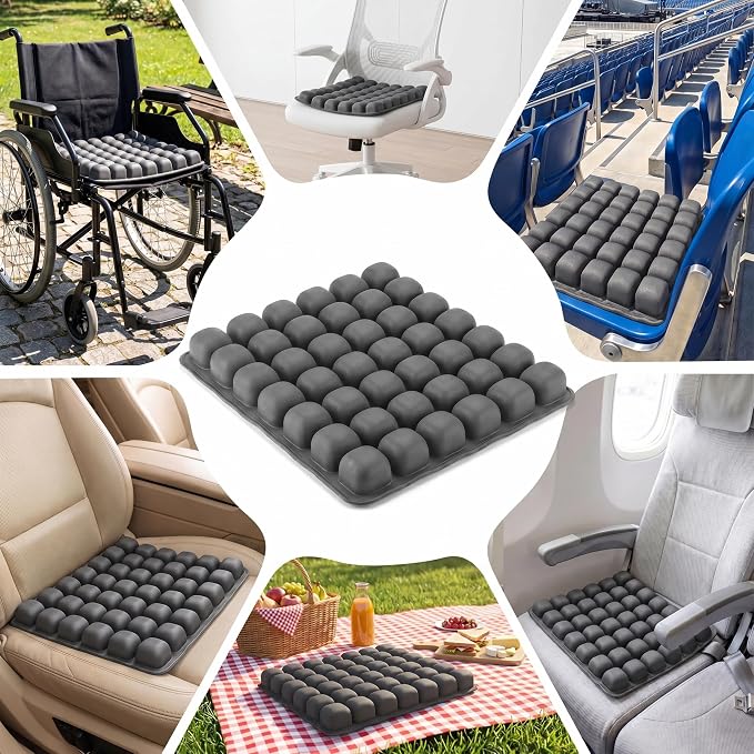 Sondour 42 Airbags Inflatable Travel Seat Cushion Airplane for Long Flight | Portable Airplane Gadgets Seat Cushions with Air Pump, Wheelchair Cushions,Pressure Relief Seat Cushion-1 Grey - Image 7