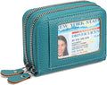 RNIEGA Credit Card Holder Wallet RFID Blocking Leather Small Wallet for Women Double Zipper Wallet with ID Window by RNIEGA