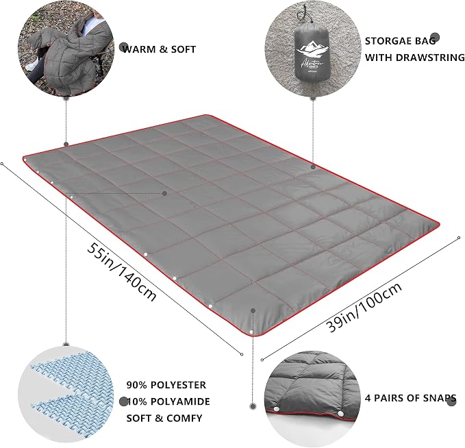 Mini Camping Blanket,Lightweight Puffy Blanket Packable Down Alternative Throw Blanket Waterproof Windproof for Outdoors, Travel, Beach, Airplane, Hiking - Image 3