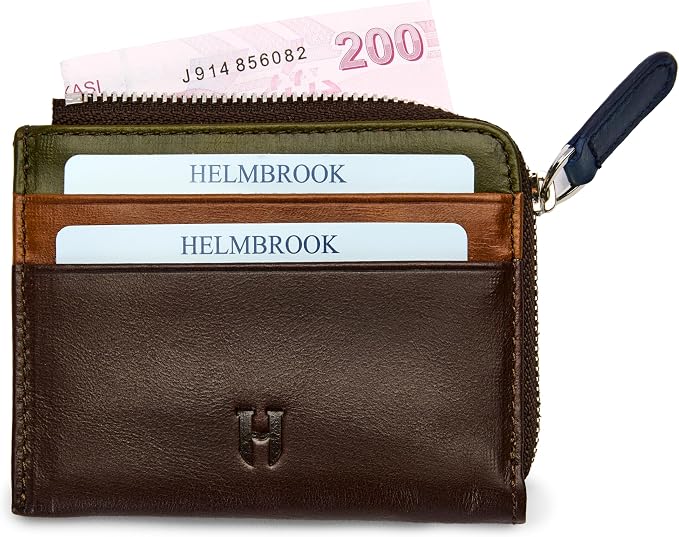RFID Blocking Zipper Wallet, Slim Business Card Holder, Men & Women, Handcrafted Full-Grain Leather, Gift Box & Pouch, Christmas & Birthday, Brown (Plus Colors) - Image 4