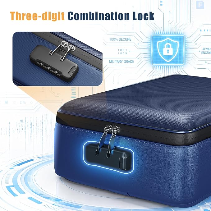 Fireproof Document Box, Hard Briefcase Fireproof Safe for Home Documents | Fire proof file box for documents, detachable accordion file organizer, waterproof digital document organiser briefcase - Image 7