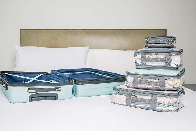 Clear Packing Cubes set of 4 / Packs 7-10 Days of Clothes/Premium PVC Plastic Storage Bags - Image 3