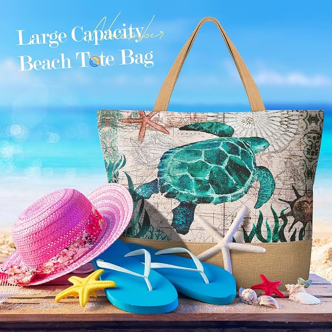 Trifabricy Beach Bags for Women,Waterproof Straw Beach Tote Bag With Zipper | Spacious Storage Capacity, Secure Zipper Closure, Reinforced Carry Handles, Stylish Printed Design For Outdoor Activities - Image 8