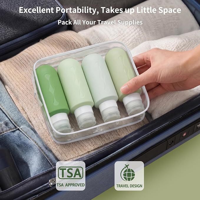 Gemice Travel Bottles for Toiletries, Tsa Approved Travel 6oz Size Containers with Clear Bag, BPA Free Leak Proof Travel Tubs Refillable Liquid Travel Accessories for Cometic Shampoo Lotion - Image 4