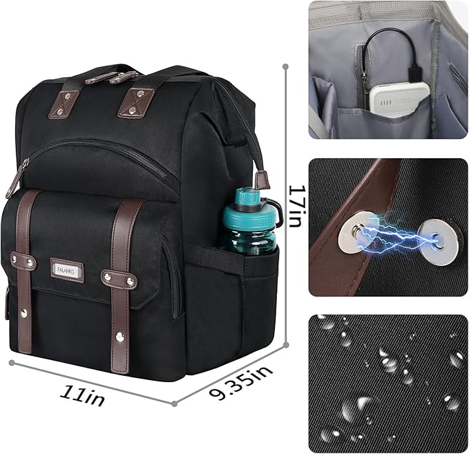 FALANKO Laptop Backpack For Women, Work Doctor Teacher Nurse Wide Open Bookbags 17.3 Inch Laptops Backpack with RFID, Water Resistant Computer Backpack for Men Women Black - Image 5