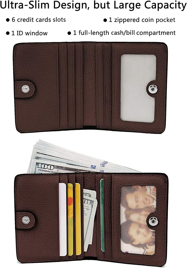Small Leather Wallet for Women, Ladies Credit Card Holder RFID Blocking Women's Mini Bifold Pocket Purse - Image 2