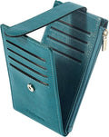 Chelmon Women's RFID Slim Card Holder Wallet | Thin Bifold Multi Card Case with Zipper Coin Pocket Purse for Women(Peacock Blue) by Chelmon