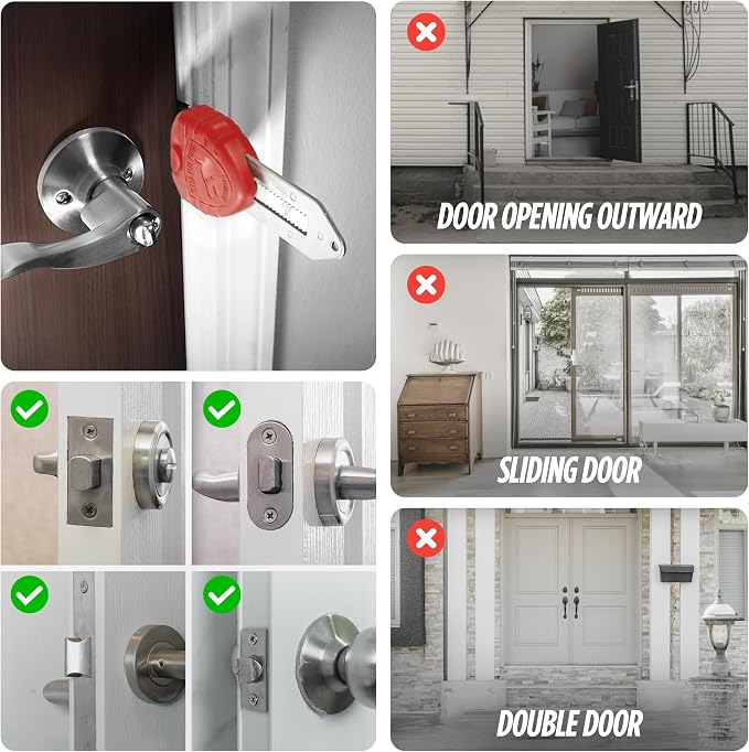 Guard Dog Security Blocklock Portable Door Lock, Hotel Door Locks for Travelers Security, Tough & Durable, Apartment Door Security, Home Security, Travel Essentials (Red 1 Pack) - Image 5