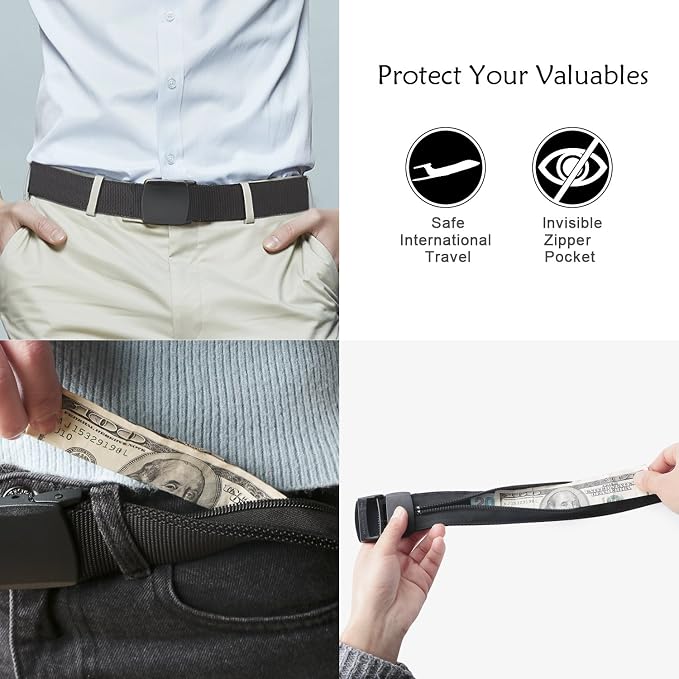 SUOSDEY Travel Money Belt, Nylon Hidden Money Pocket Belt with Plastic Buckle - Image 2
