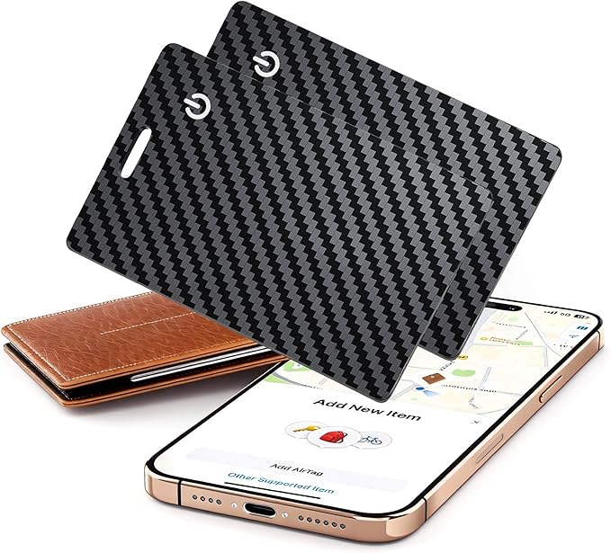 [Apple MFi Certified] 2 Pack Wallet Tracker Card with Apple Find My (iOS Only) Rechargeable Air Tracker Tags Bluetooth Wallet Finder IP68 Waterproof GPS Tracker Item Finder for Keys, Bags, Passport by QUICKHORSE