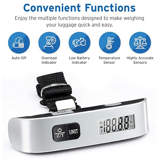 Etekcity Luggage Scale, Travel Essentials, Digital Weight Scales for Travel Accessories, Portable Handheld Scale with Temperature Sensor, Rubber Paint, 110 Pounds, Battery Included,2Pack | Travel Essentials, Air Travel, Suitcase, Hanging Hook, Rubber G... - Image 2
