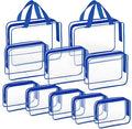 TISRATOK 10 PCS Clear Travel Bags for Toiletries, Clear Makeup Bags（Blue） | 3 Size plastic clear bags with zipper handbag, TSA approved cosmetic pouch for travel, swimsuit,toy storage bags by TISRATOK