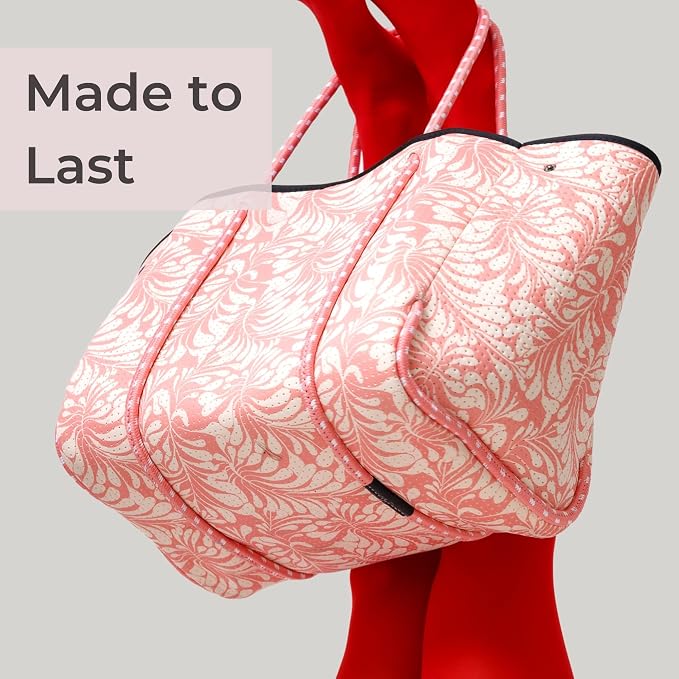 POPUPS Large Neoprene Tote Bag for Women - Everyday Designer Handbag for Travel Work and Beach with Pockets and Zipper Pouch - Image 9