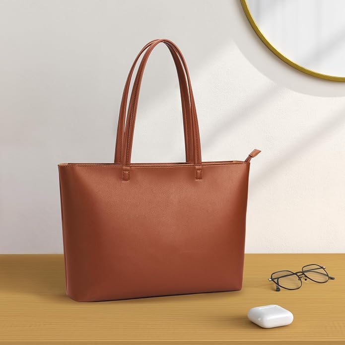 KALIDI Tote Bag Zipper Shoulder Bag Vegan Leather Purses Satchel for Women | Large Casual Handbag for Work Commuting Dating College Everyday - Image 3