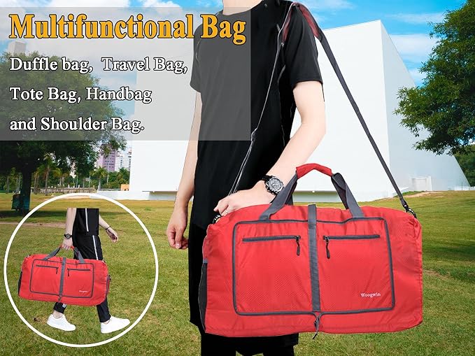 Woogwin Travel Duffel Bag Large Foldable Waterproof Overnight Bag for Beach Swim Bags Pool Sports Gym - Image 6