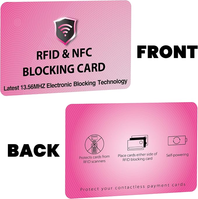 SaiTech IT 2 Pack RFID Blocking Card for Credit Debit ID Card, Pink | Slim Anti-Theft Contactless NFC RFID Blocker Protector, Easily Fit into Wallet and Purse, for Men & Women - Image 9