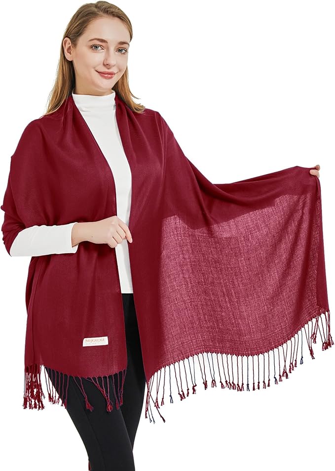 Soft Silky Pashmina Shawl Wraps Solid Colors Scarf for Wedding Evening Dresses - Image 3