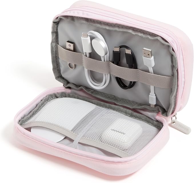 U Brands Electronics Organizer Travel Case, Cord Storage, 7.8" x 5", Pink by UBrands