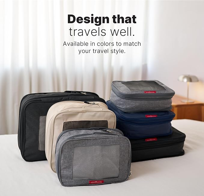 LeanTravel Premium Compression Packing Cubes for Travel - Suitcase Organizer Bags with Double Zipper & Breathable Mesh Panel - Space Saving Carry On Luggage Essentials (6-Pack, Grey) - Image 9