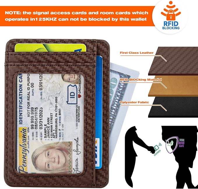GH GOLD HORSE Slim RFID Blocking Card Holder Minimalist Leather Front Pocket Wallet for Women | Slim - Image 4