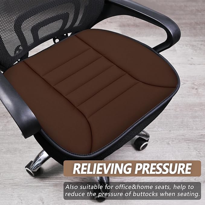2PCS Car Seat Cushion Pad 1.2" Thick Comfort Seat Protector for Car Driver Seat Office Chair Home Use Memory Foam Seat Cushion with Non Slip Bottom, 20'' x 18.5'', Coffee - Image 5