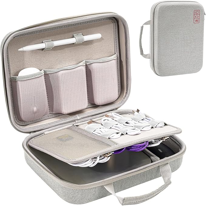 ProCase Hard Travel Electronic Organizer Case for MacBook Power Adapter Chargers Cables Power Bank Apple Magic Mouse Apple Pencil USB Flash Disk SD Card Small Portable Accessories Bag by ProCase