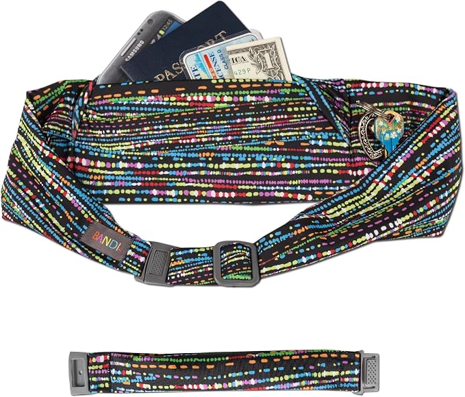 BANDI Plus Size Fanny Pack for Women - Travel-Ready Pocket Belt with Secure Hidden Money & Running Belt for Phone, Passport, Keys, & Medical Devices, Adjustable Fit, Comfortable (Confetti) by BANDI