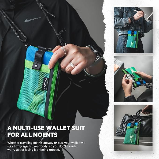 VULKIT RFID Blocking Travel Wallet for Men Women, Water Resistant Passport & Phone Holder with Detachable Lanyard and Key Ring, Lightweight Zipper Travel Wallet - Image 6
