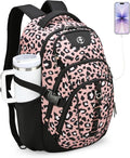 Swissdigital Laptop Backpack with USB Charging Port, Travel Backpack Fits 15.6 inches Computer, 31L Backpack for Women, Pink Leopard | SD803-102 by SwissdigitalDesign