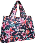 allydrew Large Foldable Tote Nylon Reusable Grocery Bags, Tropical Flowers by allydrew