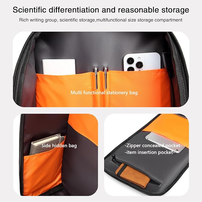 Travel Business Anti Theft Backpack for Men Fits 17.3" Laptop | Water Resistant, USB Charging Port, Lightweight, Large Work Computer Bag, Carry on Tech Backpack, Gift for Office Men - Image 4