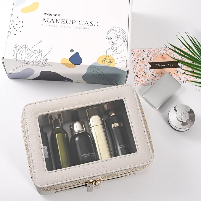 Aveniee Clear Makeup Bag Organizer,Large Travel Toiletry Bag for Women, Waterproof Cosmetic Pouch with Zippers,Car Organizers and Storage Case for Accessories,Grey - Image 6