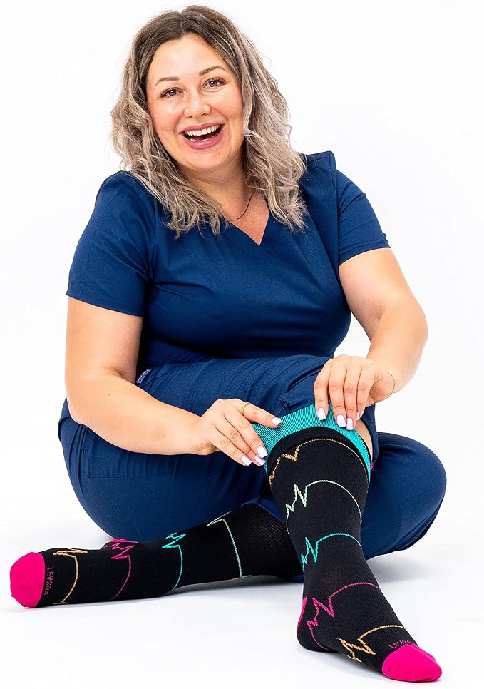 LEVSOX Wide Calf Compression Socks for Women & Men Extra Large Size Support Socks for Nurses Running Pregnant Travel, 15-20 mmHg - Image 4
