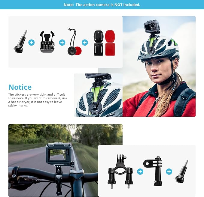AKASO 42 in 1 Action Camera Accessories Kit for EK7000/EK7000 Pro/Brave 4/Brave 4 pro/Brave 7 LE/Brave 7/Brave 8/V50X/V50 Pro/V50 Elite/GoPro Hero 13 12 11 10 9 - Image 5