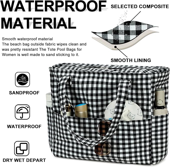 Bluboon Beach Bags for Women, Large Waterproof Tote Bag With Wet Compartment for Pool Weekender Travel Gym - Image 5