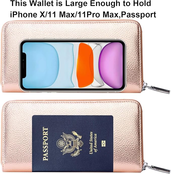 Small Compact Women Wallet RFID Blocking Genuine Leather Bifold Purse with ID Windows - Image 5