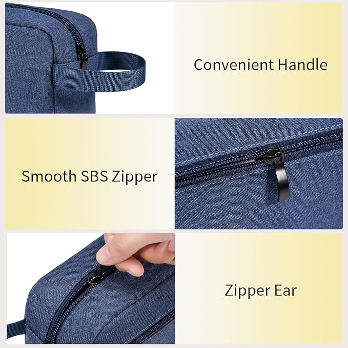 Travel Toiletry Bag for Men & Women, Hanging Cosmetic Organizer | Water-Resistant Fabric, Sturdy Handle, Lightweight Dopp Kit – Bathroom Toiletries, Makeup, Shaving, Grooming & Accessories - Image 6